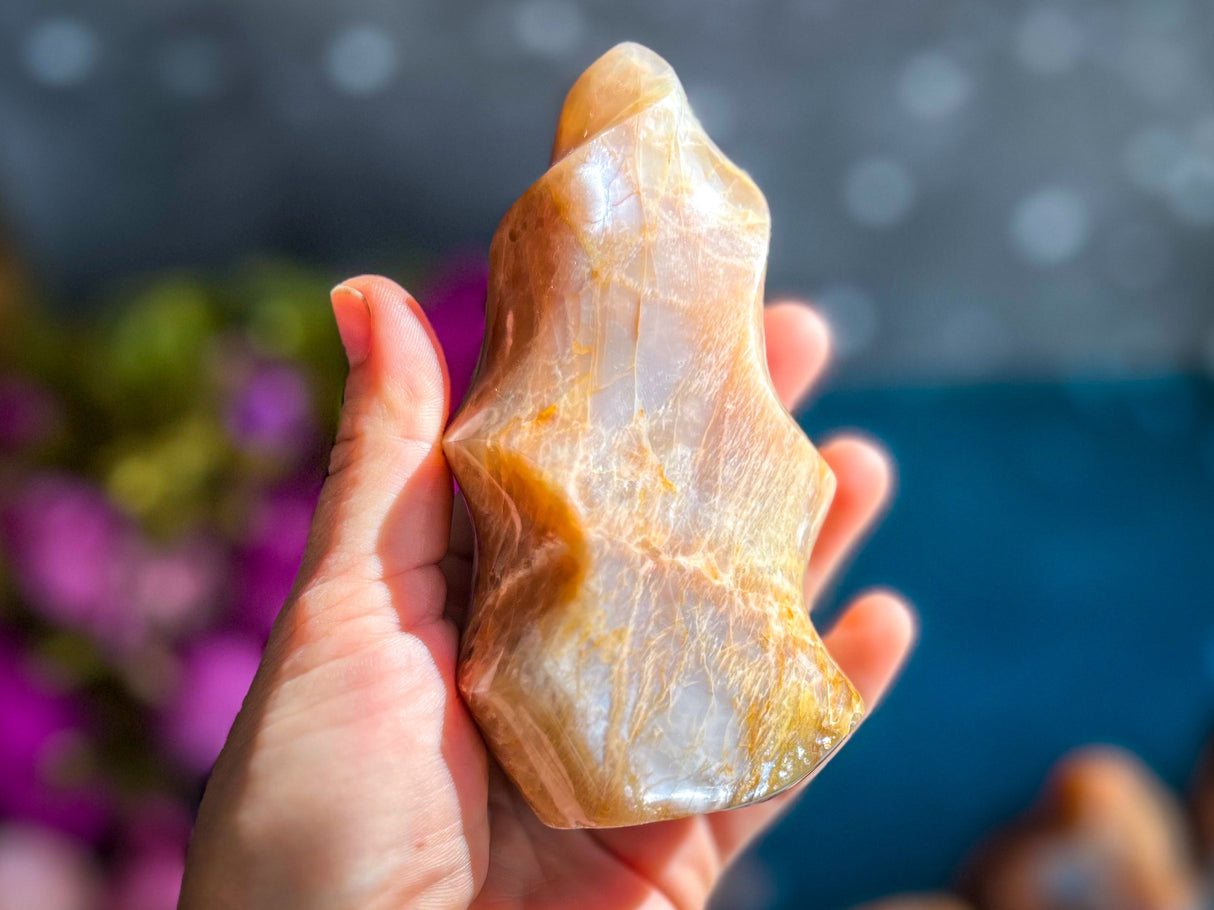 Peach Moonstone Crystal Flames