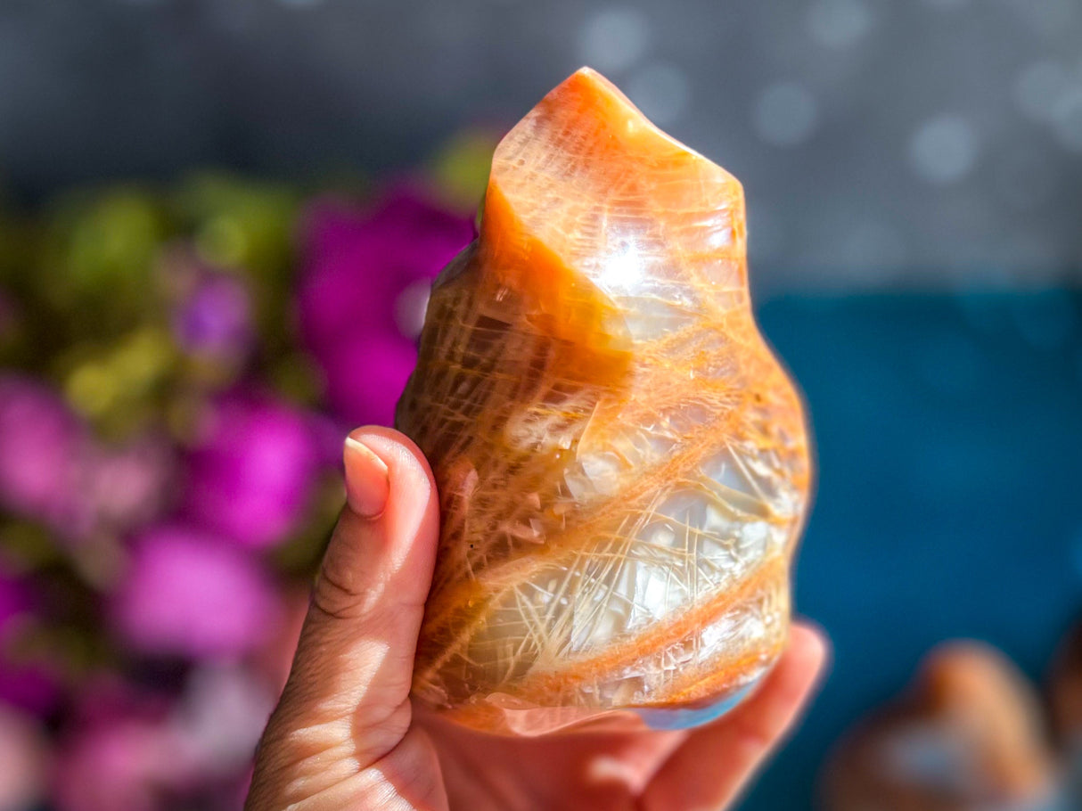 Peach Moonstone Crystal Flames