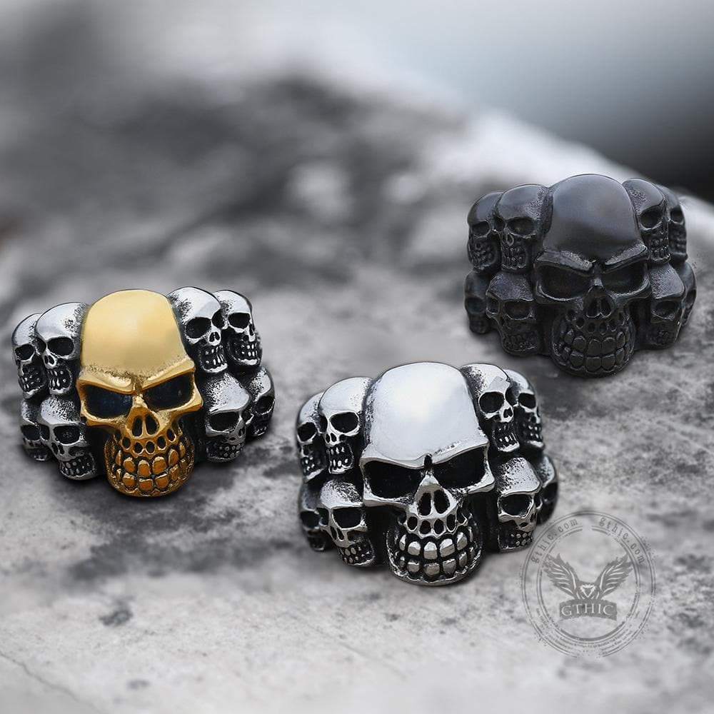 Anillo de calavera de acero inoxidable Phantom