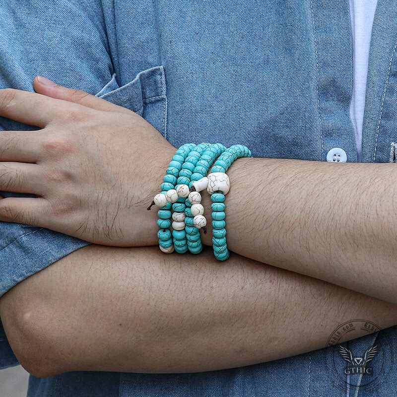 Collar de cuentas de oración de color turquesa