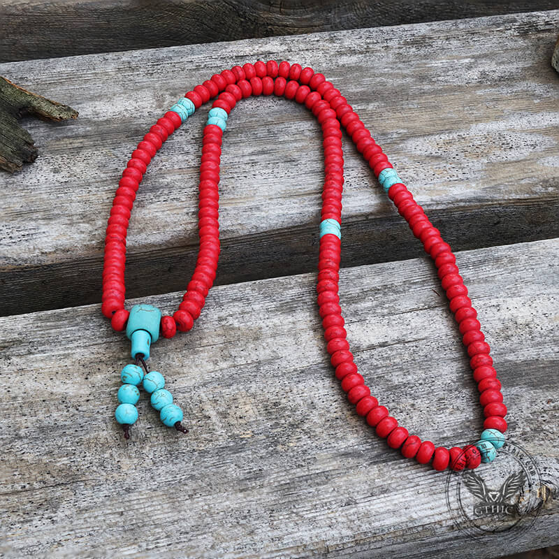 Collar de cuentas de oración de color turquesa