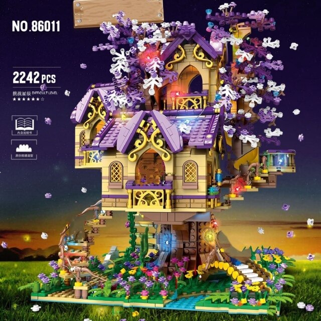 Purple Fairy Tree House 2242PCS Modular Building Blocks Bricks Educational Toys Birthday christmas Gift
