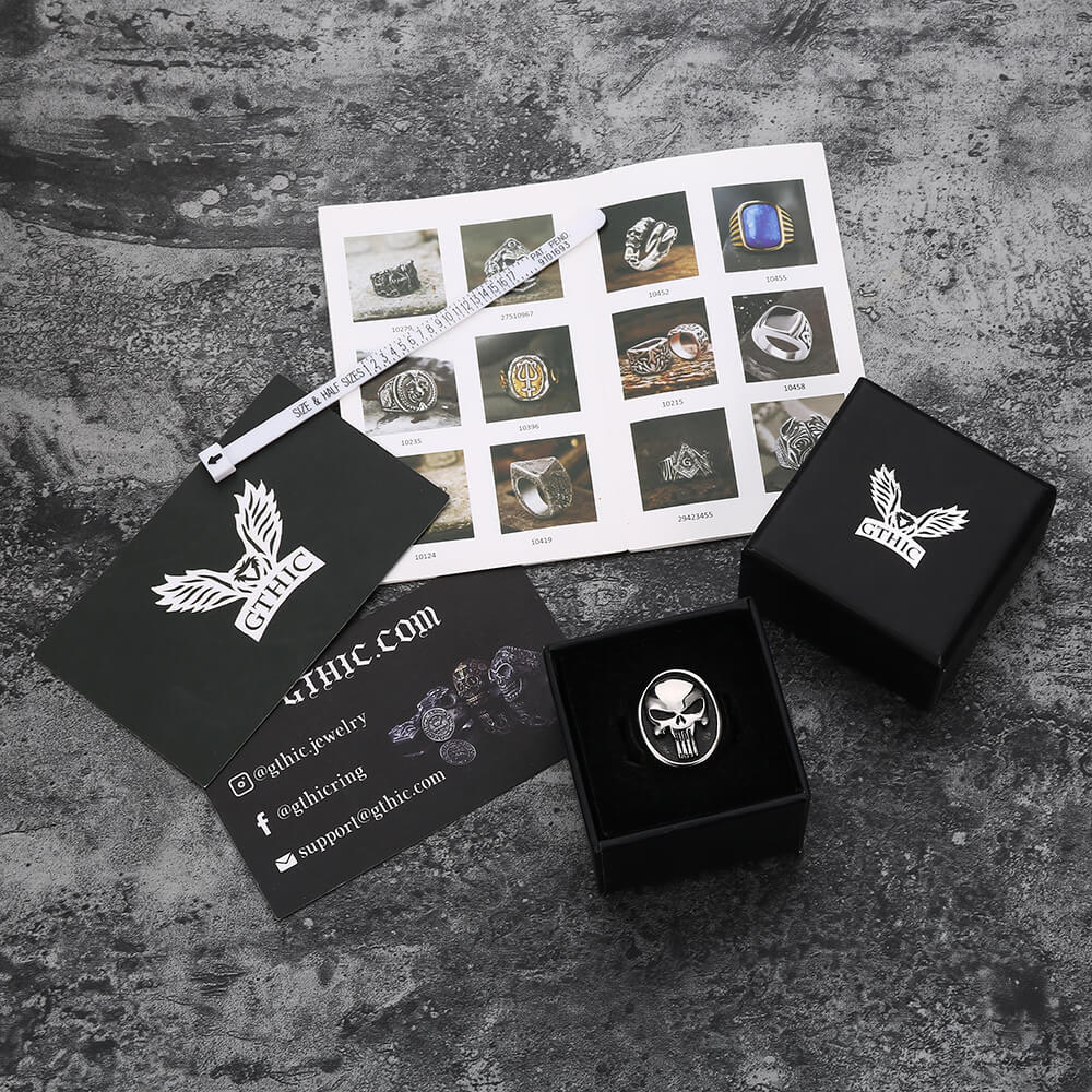 Anillo de acero inoxidable con diseño punk de calavera