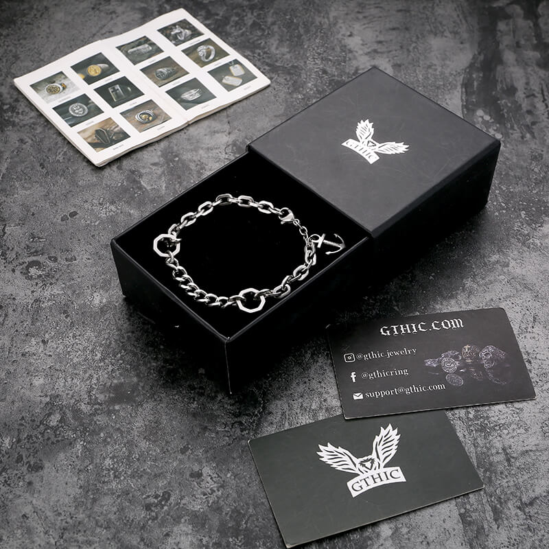 Pulsera de cadena de acero inoxidable con ancla punk marina