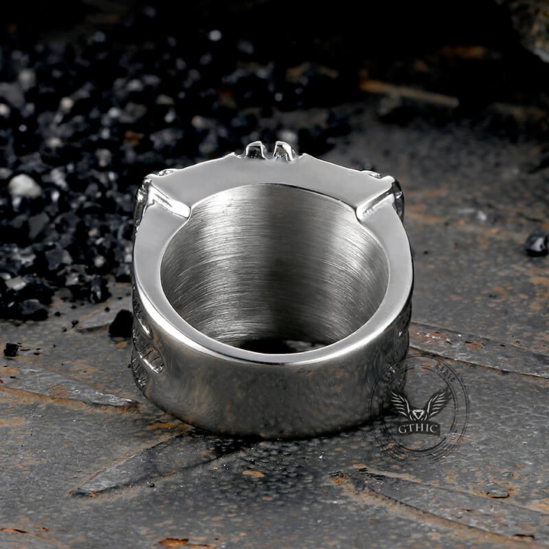 Anillo de motociclista de acero inoxidable con diseño de águila punk