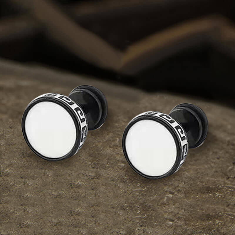 Pendiente de botón de acero inoxidable con diseño punk de la Gran Muralla