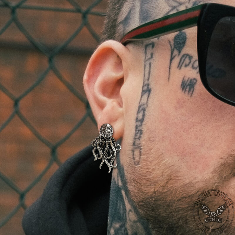 Pendientes de pulpo punk de acero inoxidable