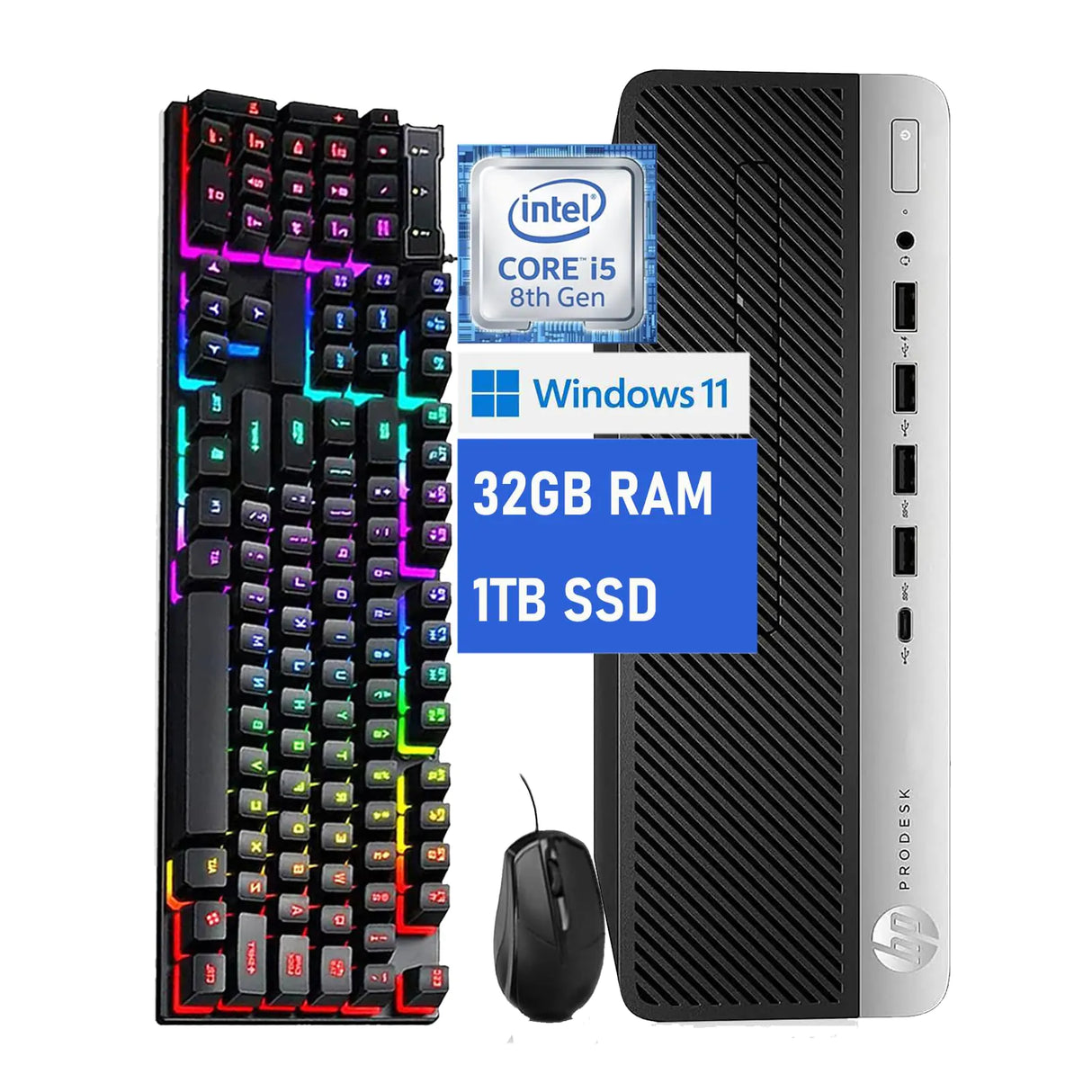 HP ProDesk 600 G4 SFF Desktop Computer 600G4 SFF PC Desktop Core i5-8500 Processor 2.1GHz up to 3.5GHz 32GB RAM 1TB SSD WiFi Bluetooth Windows 11 (Renewed) - Lootquake