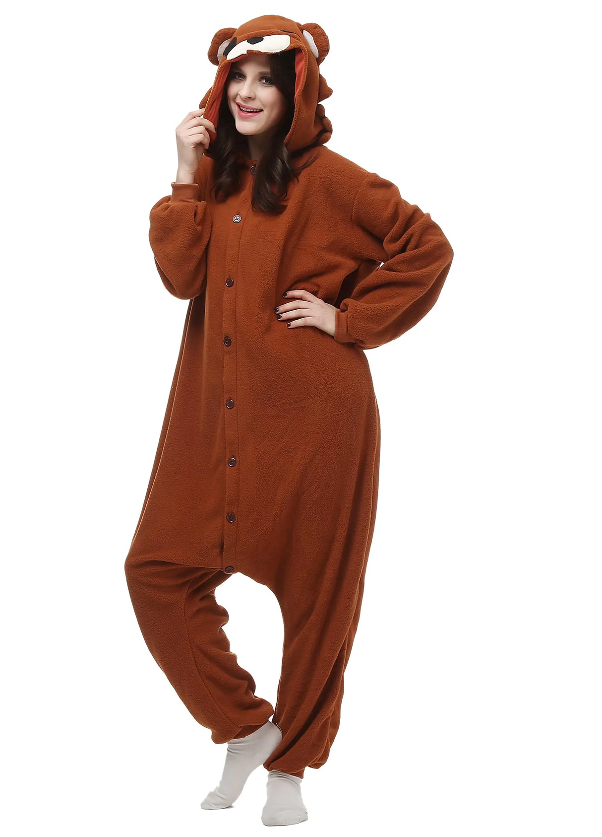 Pyjama grenouillère ours brun Magicalani pour adulte – Costume d'animal unisexe pour Halloween, vêtements de nuit pour hommes et femmes – Tenue de cosplay confortable et amusante