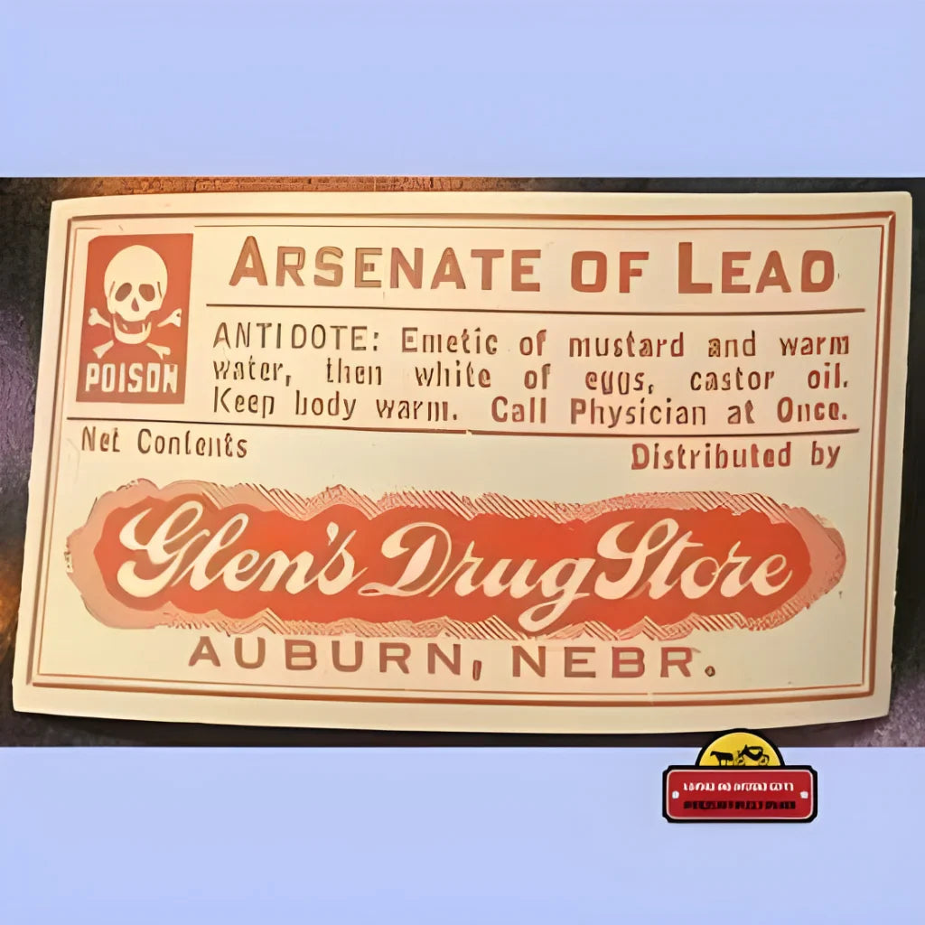 Rare 1910s Skull Arsenate Lead Pharmacy Label Antique Collectible