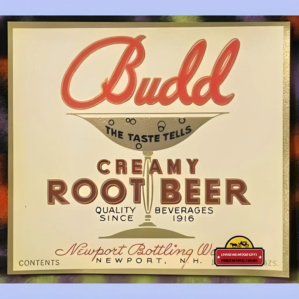 Rare 1920s Budd Creamy Root Beer Label Antique Vintage Collectible