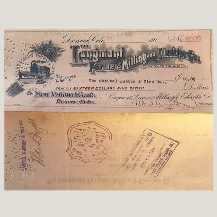 Rare 1921 Longmont Farmers Milling Voucher Check Unearthed