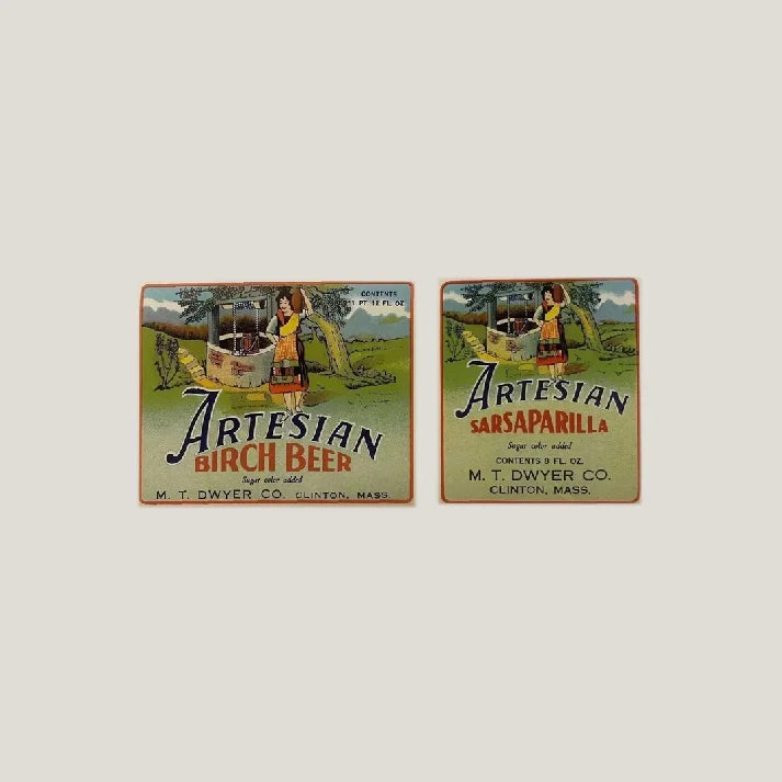 Rare 1930s M. T. Dwyer Antique Vintage Artesian Labels