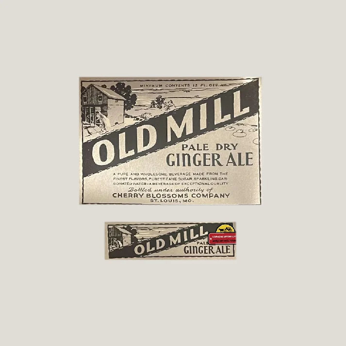 Rare 1930s Old Mill Ginger Ale Labels Antique Vintage Collectible