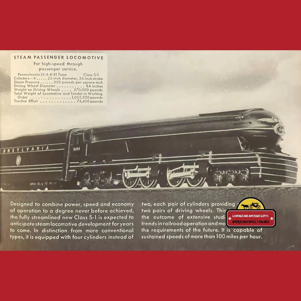 Rare 1939 Pennsylvania Railroad Sales Brochure Antique Gift
