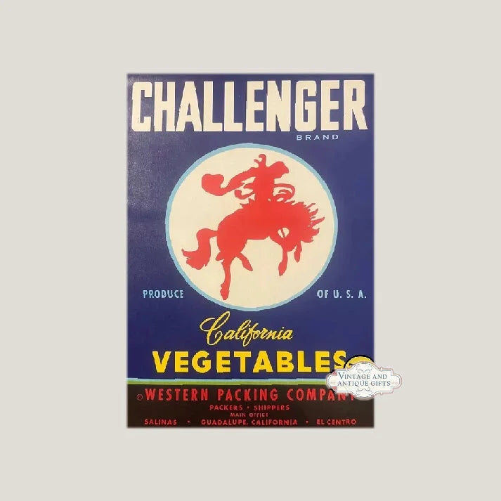 Rare 1940s Challenger Crate Label Captures Wild West Spirit