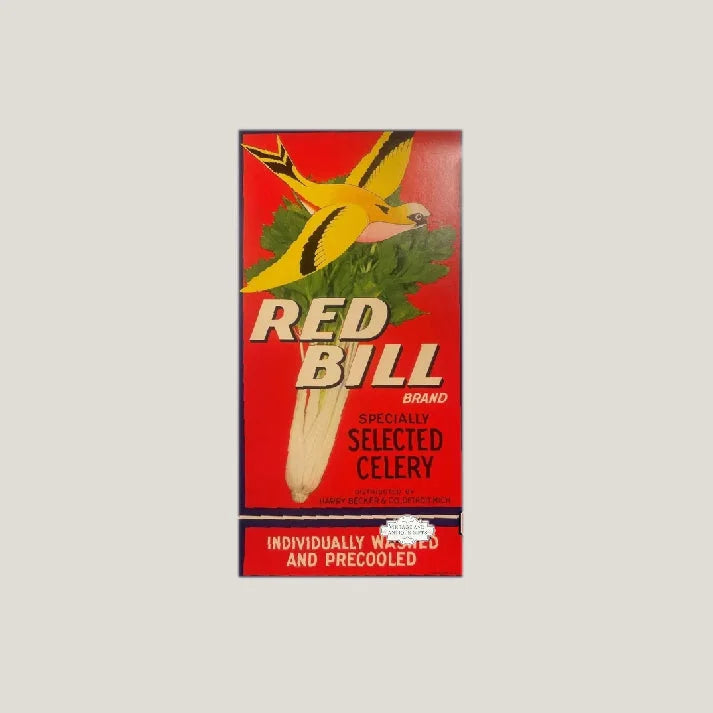 Rare 1940s Detroit Bird Antique Vintage Crate Label Wall Art