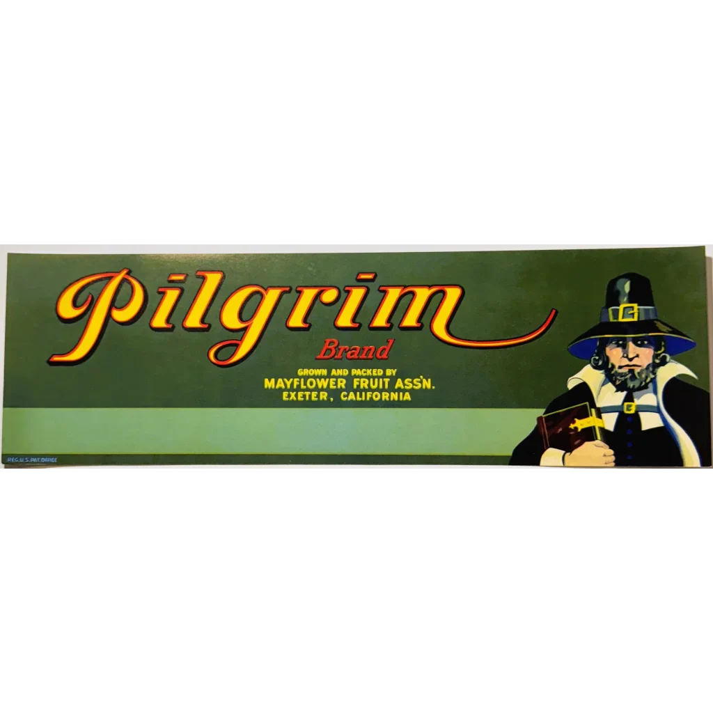 Rare 1940s Pilgrim Crate Label Vintage Mayflower Fruit Association