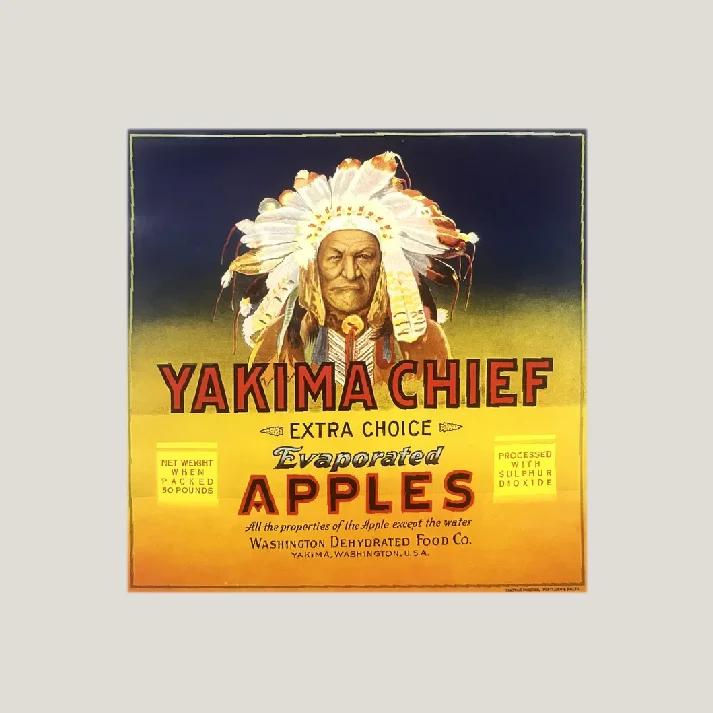 Rare 1940s Yakima Chief Native American Crate Label Art