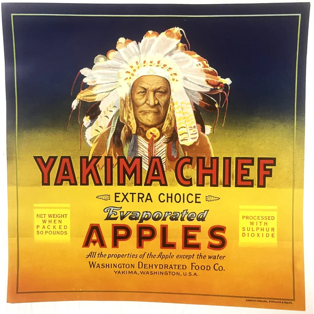 Rare 1940s Yakima Chief Native American Crate Label Art