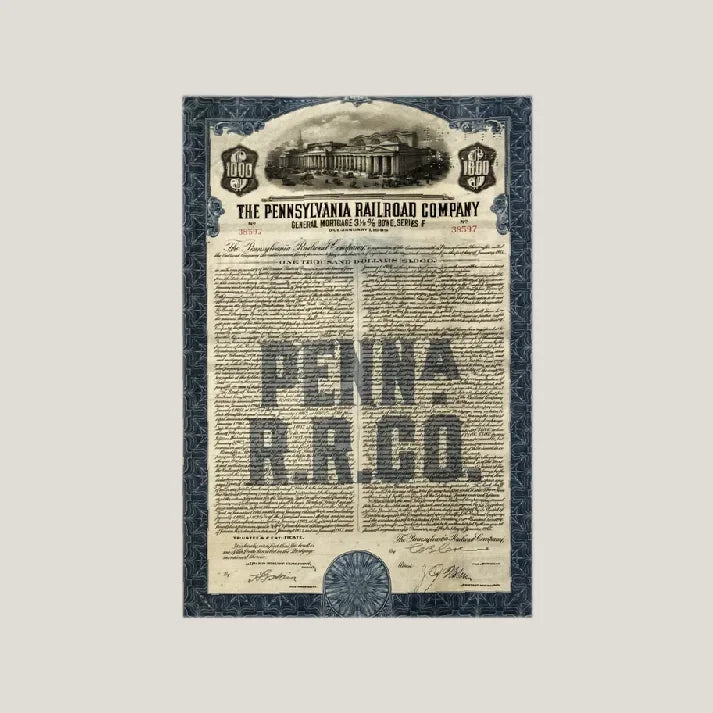 Rare 1945 Pennsylvania Railroad Pennsy Gold Bond Certificate
