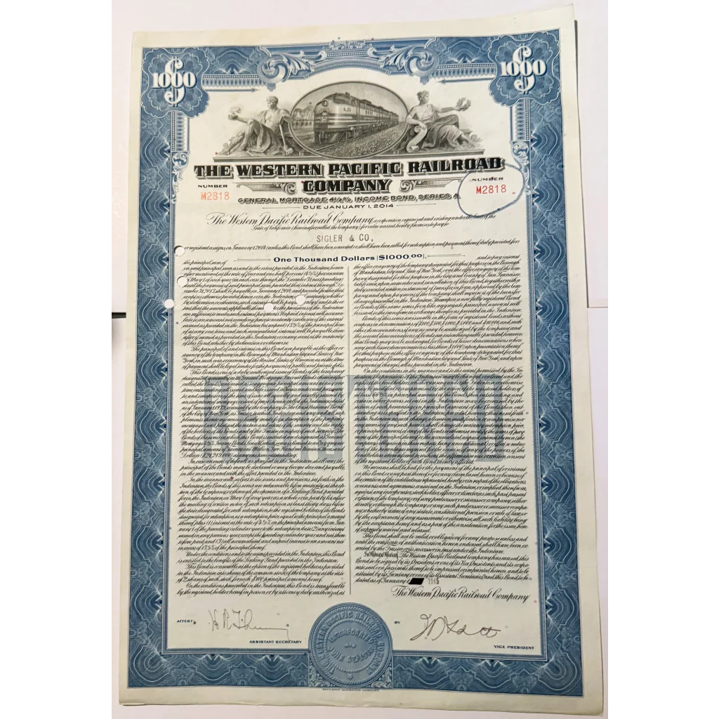 Rare 1945 Western Pacific Railroad Bond Certificate Uncovered