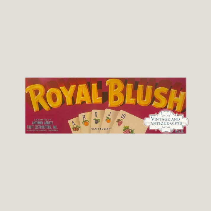 Rare 1950s Royal Blush Vintage Crate Label Poker Art from Fresno