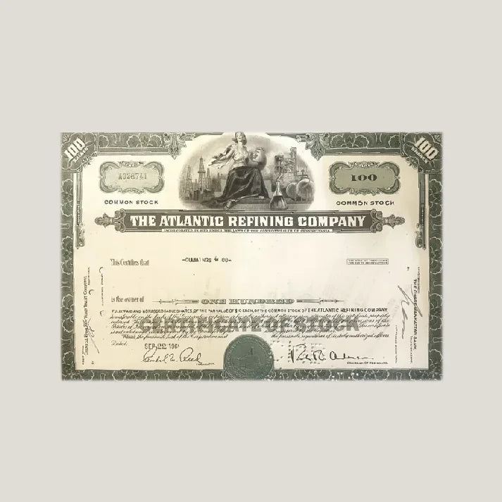 Rare 1960s Atlantic Refining Company Stock Certificate Unearthed