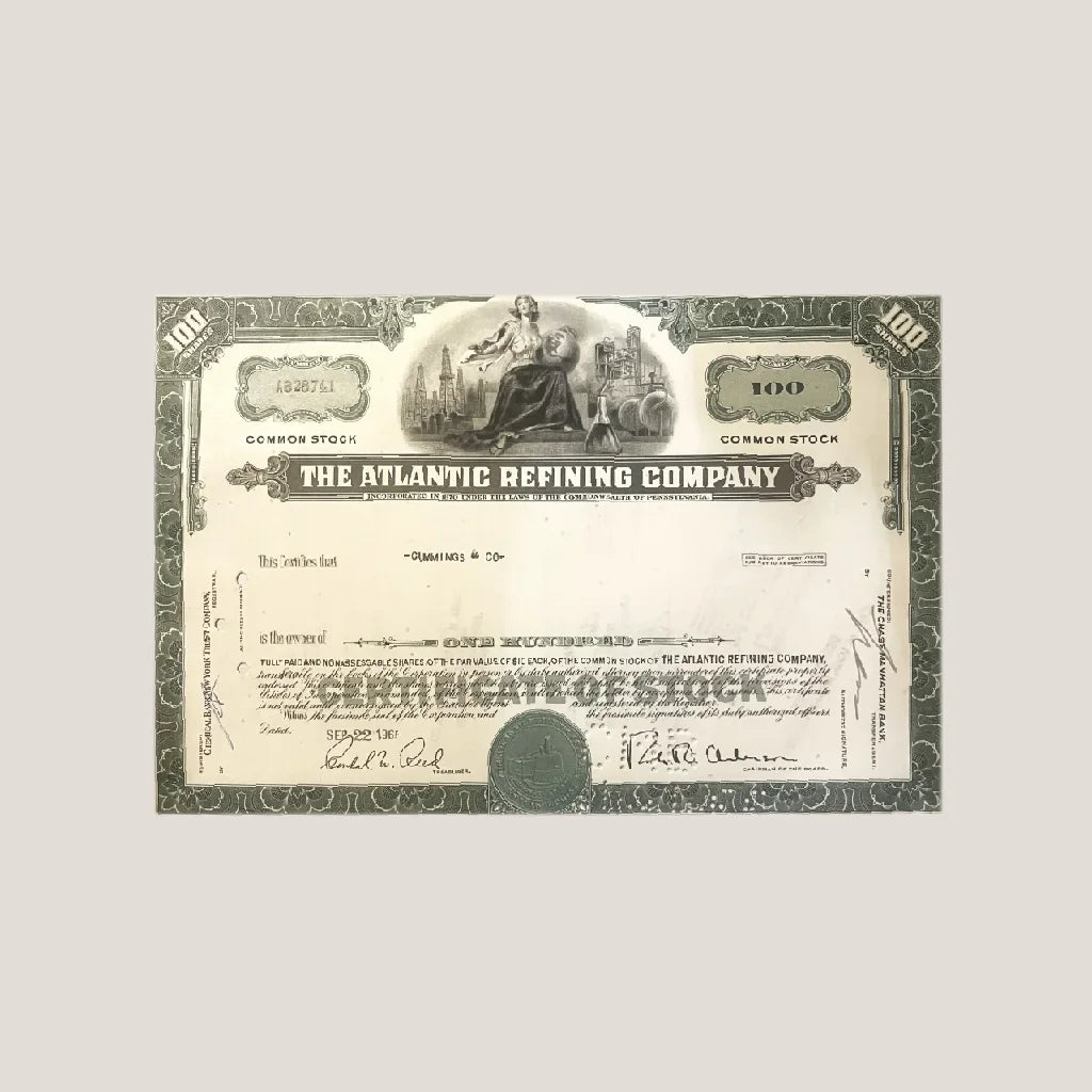 Rare 1960s Atlantic Refining Company Stock Certificate Unearthed