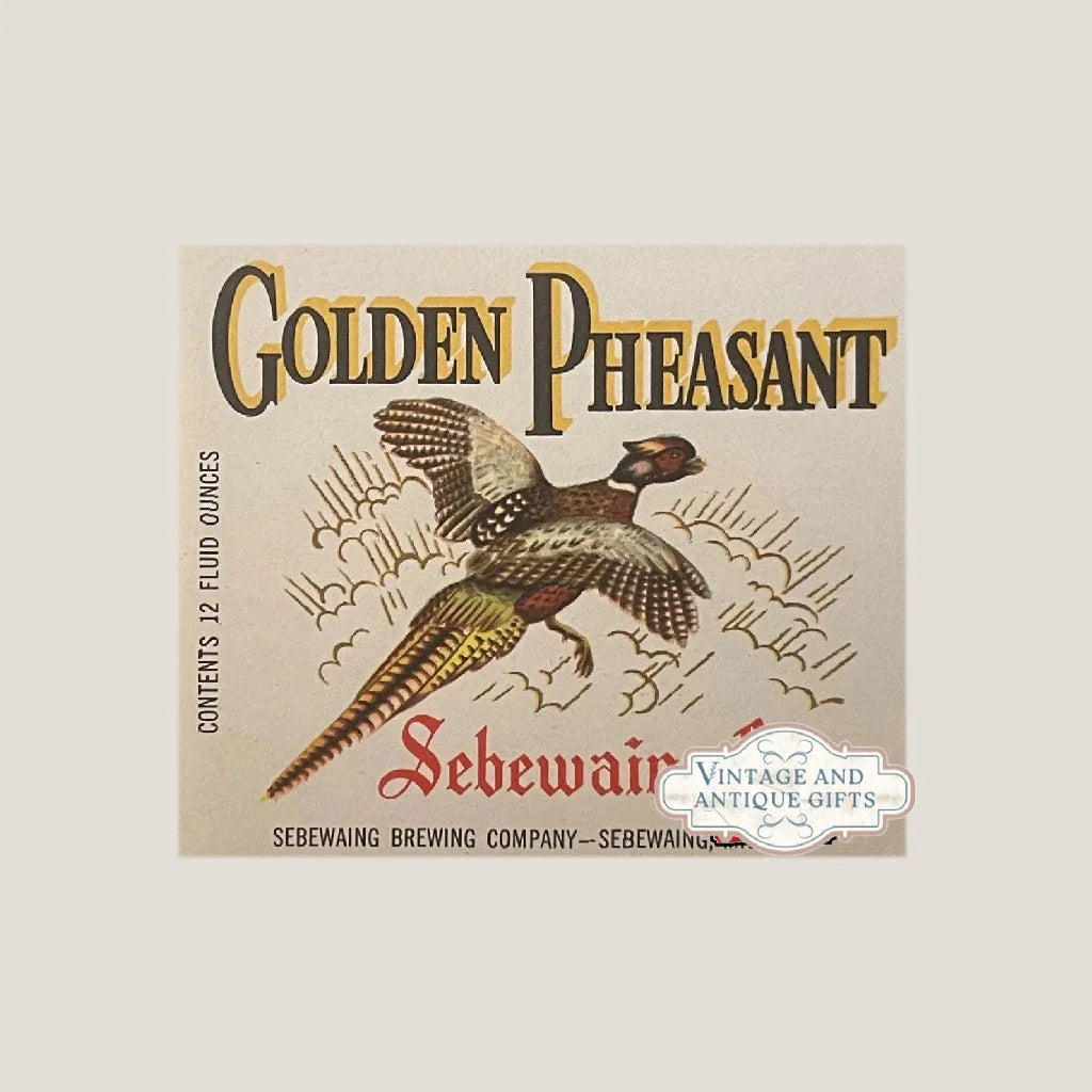 Rare 1960s Golden Pheasant Beer Label from Michigan Brewery