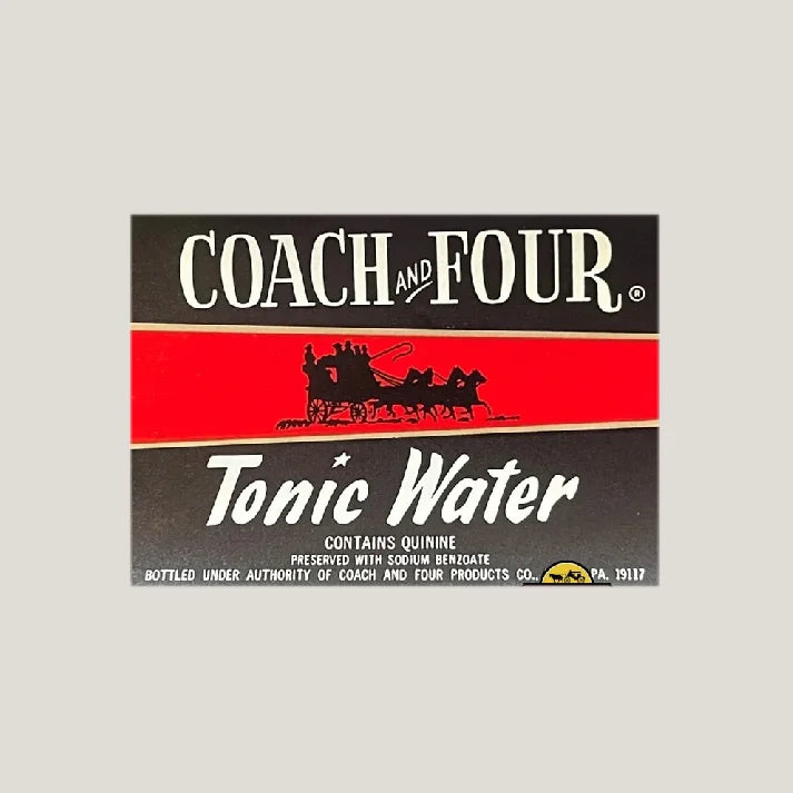 Rare 1960s Vintage Coach and Four Tonic Water Label from Philadelphia