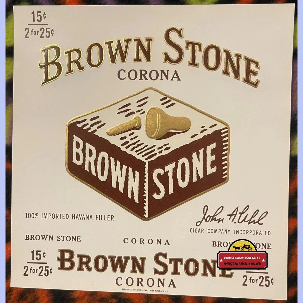 Rare Embossed Antique Cigar Label with Real Gold Flakes