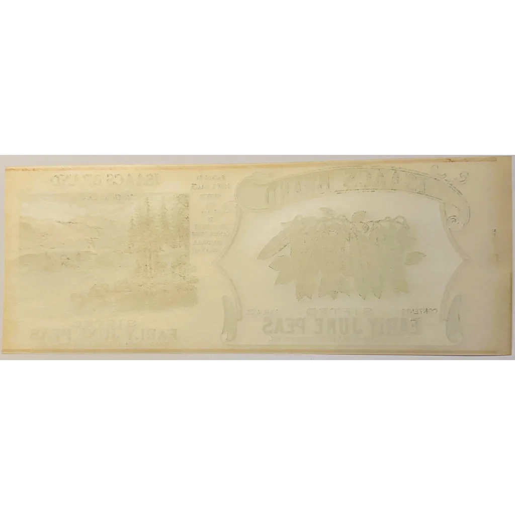 Rare Antique 1930s Isaacs Pea Can Label from Delaware