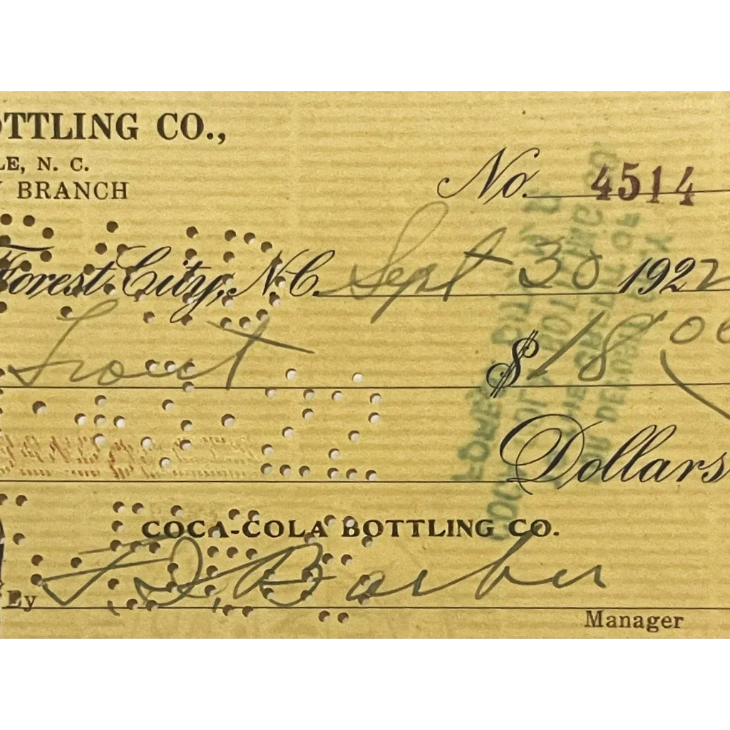 Rare Antique Coca Cola Checks from 1920s Asheville NC