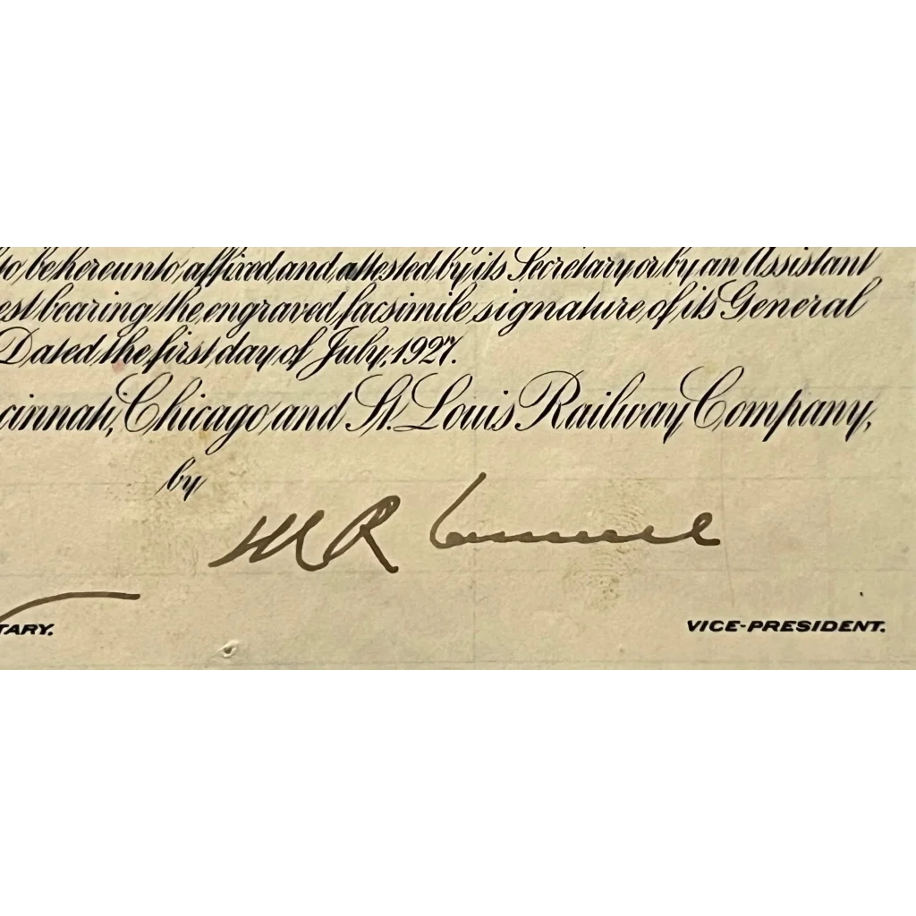 Rare 1927 Cleveland Cincinnati Chicago & St Louis Railway Bond