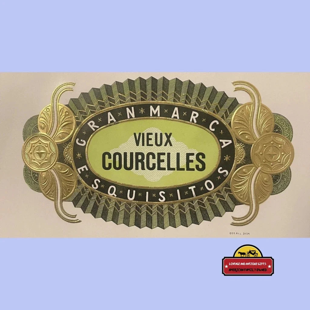 Exquisite Antique Vintage Vieux Courcelles Embossed Cigar Label