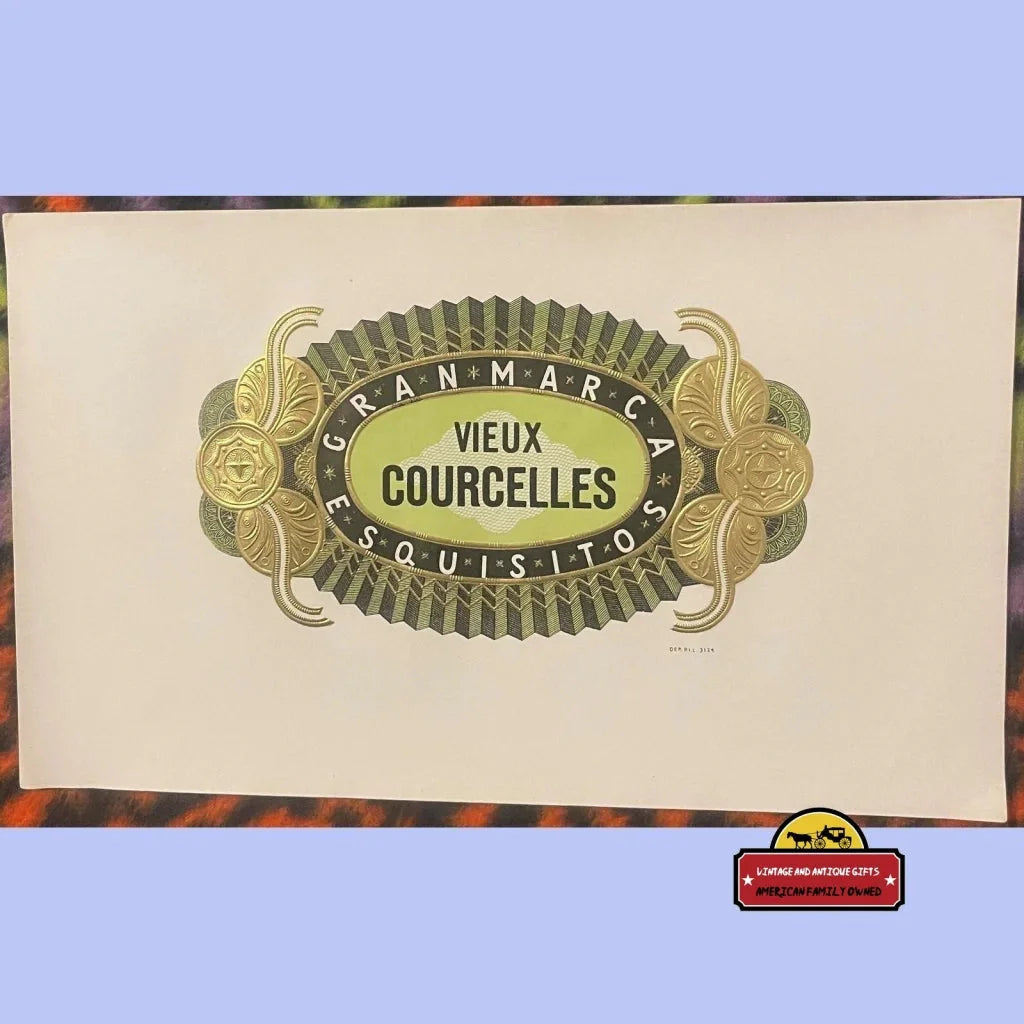 Exquisite Antique Vintage Vieux Courcelles Embossed Cigar Label