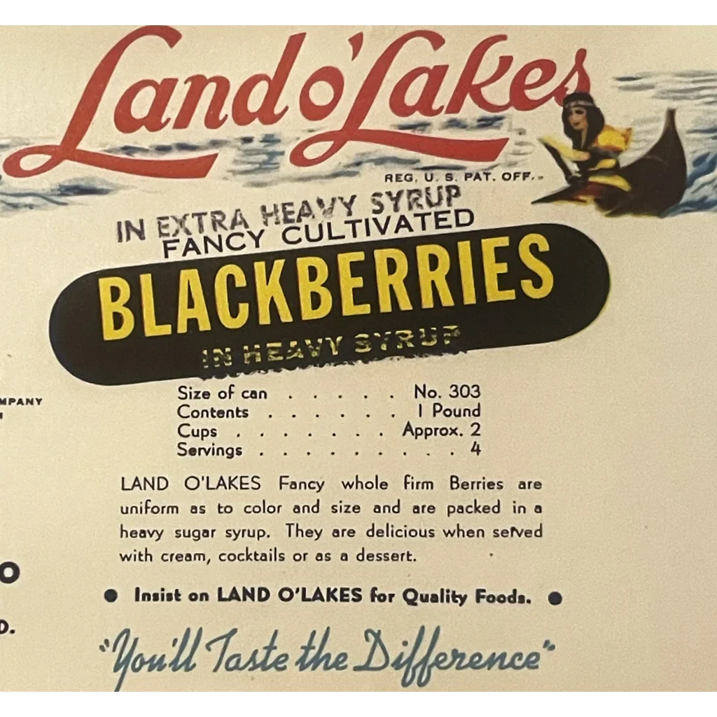 Rare Antique 1950s Land O' Lakes Can Label from Maryland