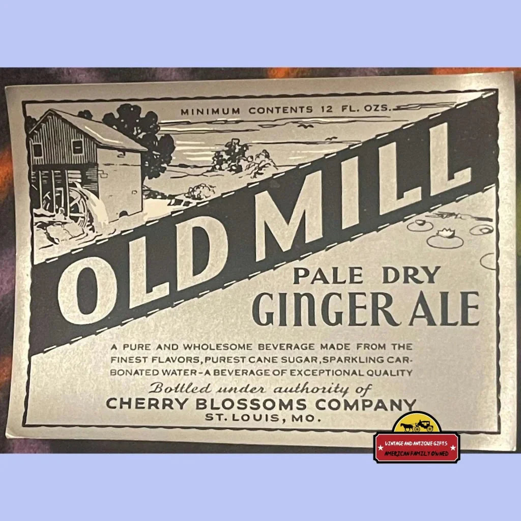 Rare 1930s Old Mill Ginger Ale Labels Antique Vintage Collectible