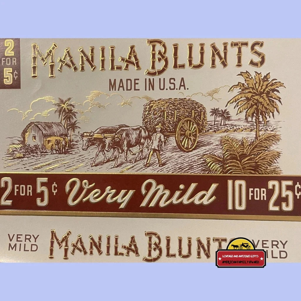 Rare Embossed Manila Blunts Antique Vintage Cigar Label