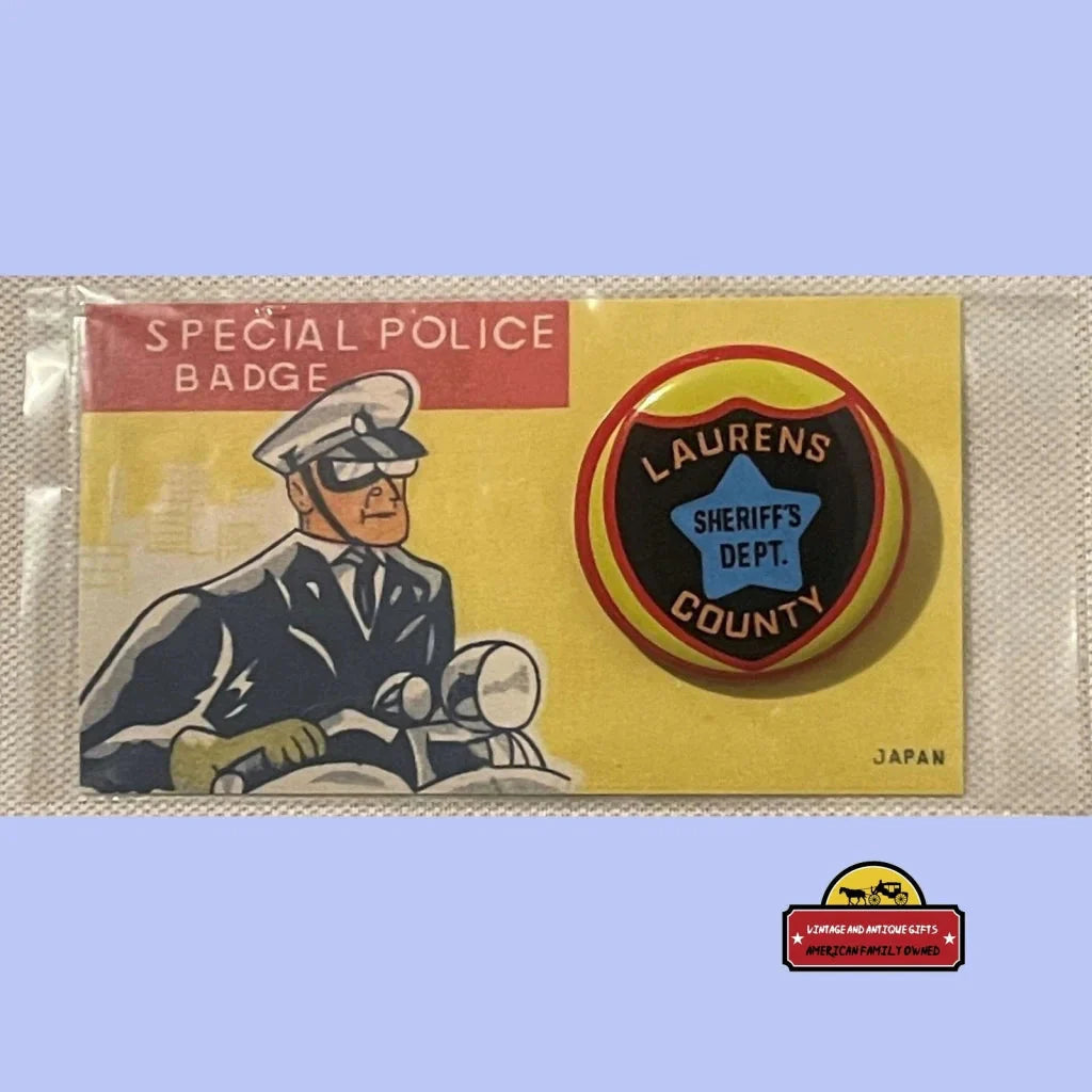 Rare Vintage Tin Litho Police Badge Laurens County Sheriff 1950s