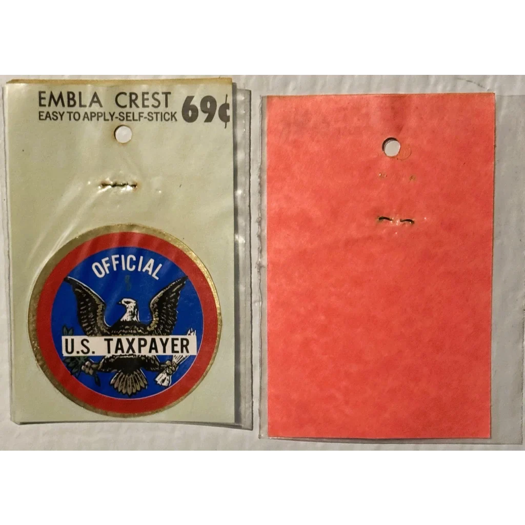Rare Vintage 1960s Embla Crest Official US Taxpayer Decal