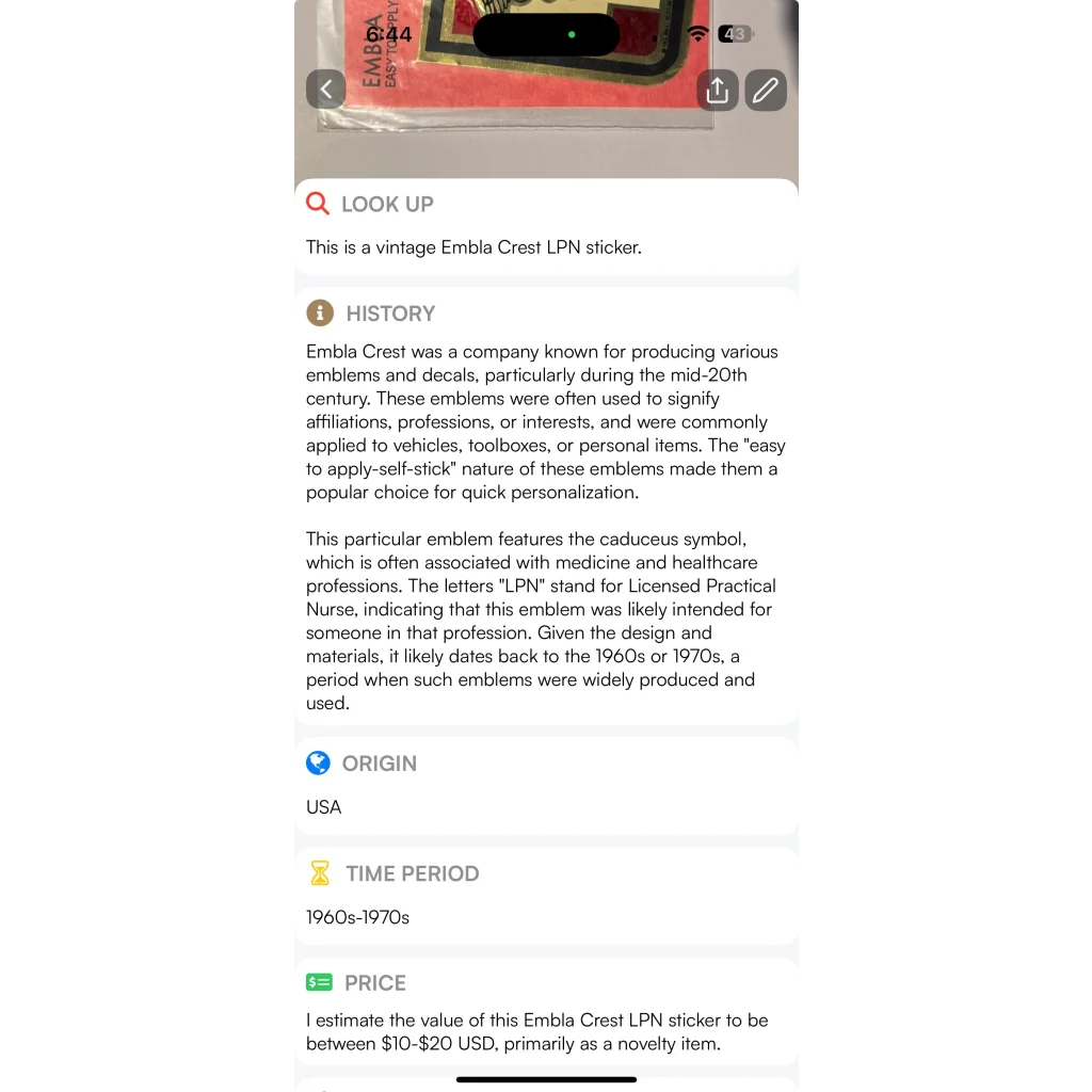 Rare Vintage 1960s Licensed Practical Nurse Crest Sticker