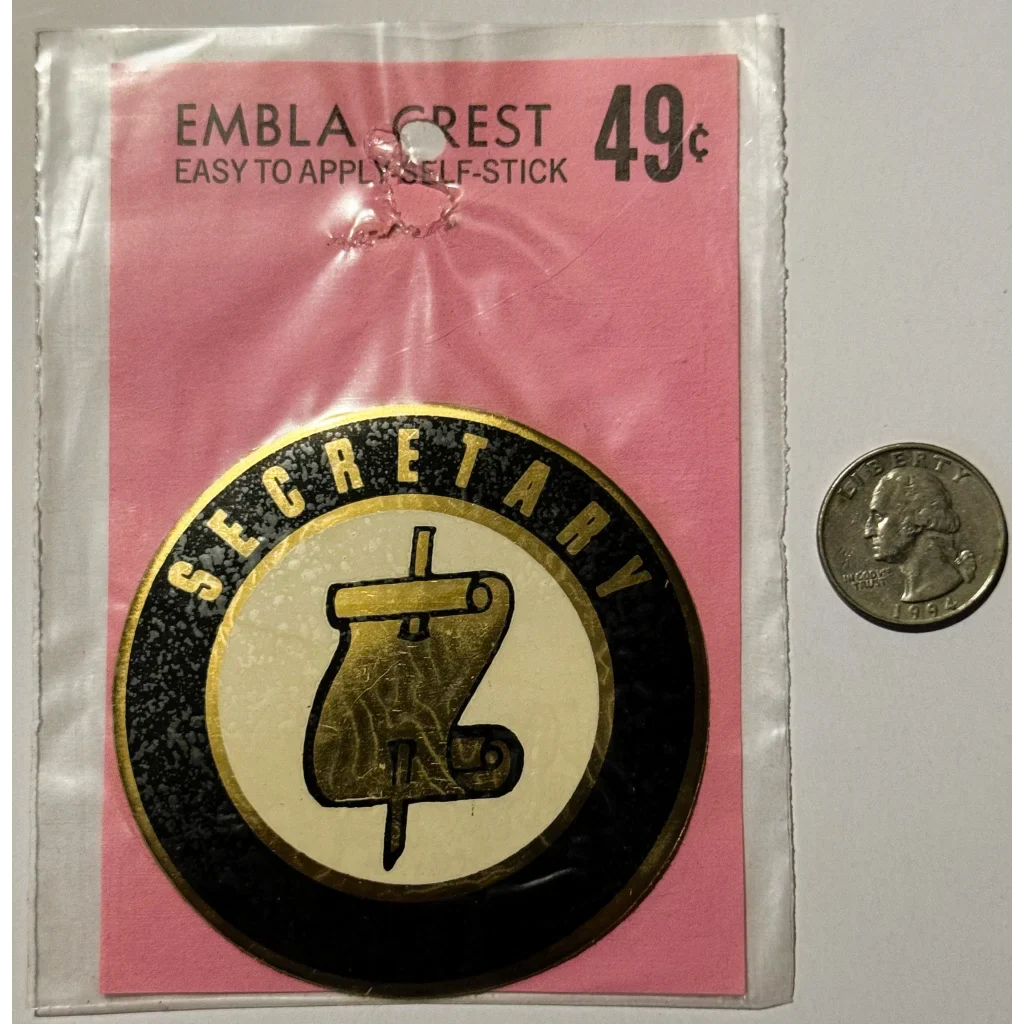 Rare Vintage 1960s Secretary Decal Embla Crest Collectible