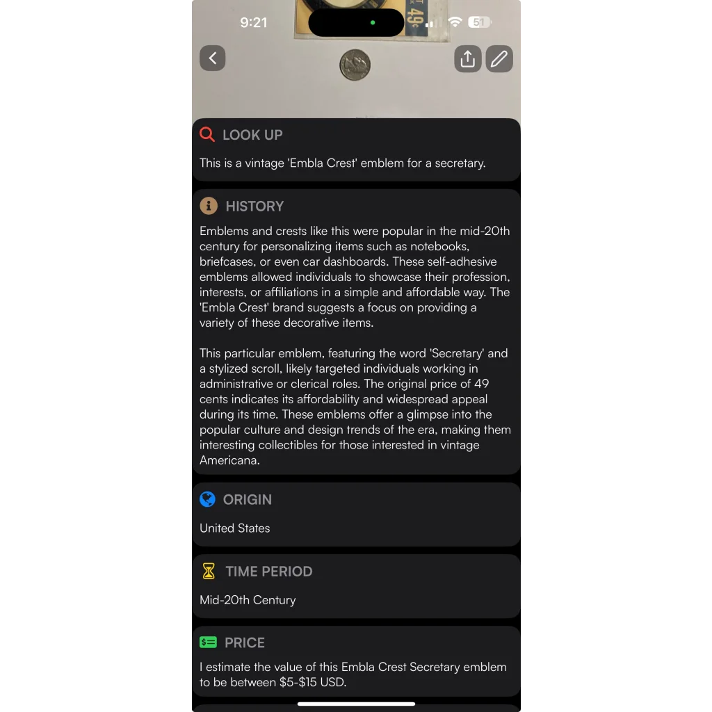 Rare Vintage 1960s Secretary Decal Embla Crest Collectible