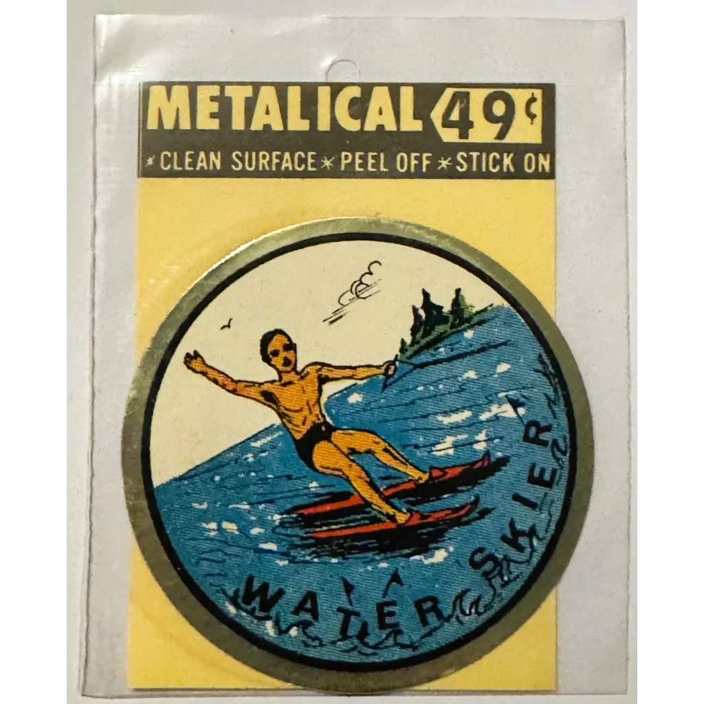 Rare Vintage 1960s Water Skier Decal Embla Crest Collectible