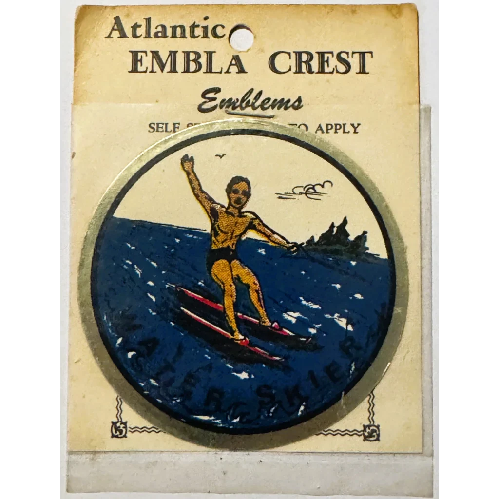 Rare Vintage 1960s Water Skier Decal Embla Crest Collectible