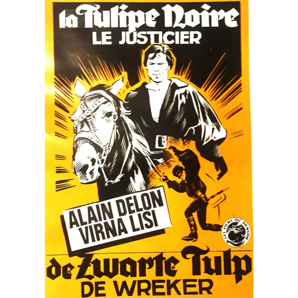 Rare 1964 Black Tulip Movie Poster Starring Alain Delon
