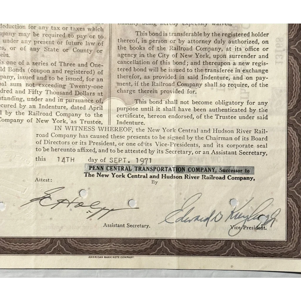 Rare 1970s Hudson River Railroad Gold Bond Certificate Unearthed
