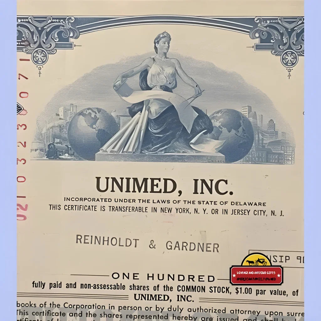 Rare Vintage 1970s Unimed Stock Certificate Collectible Treasure